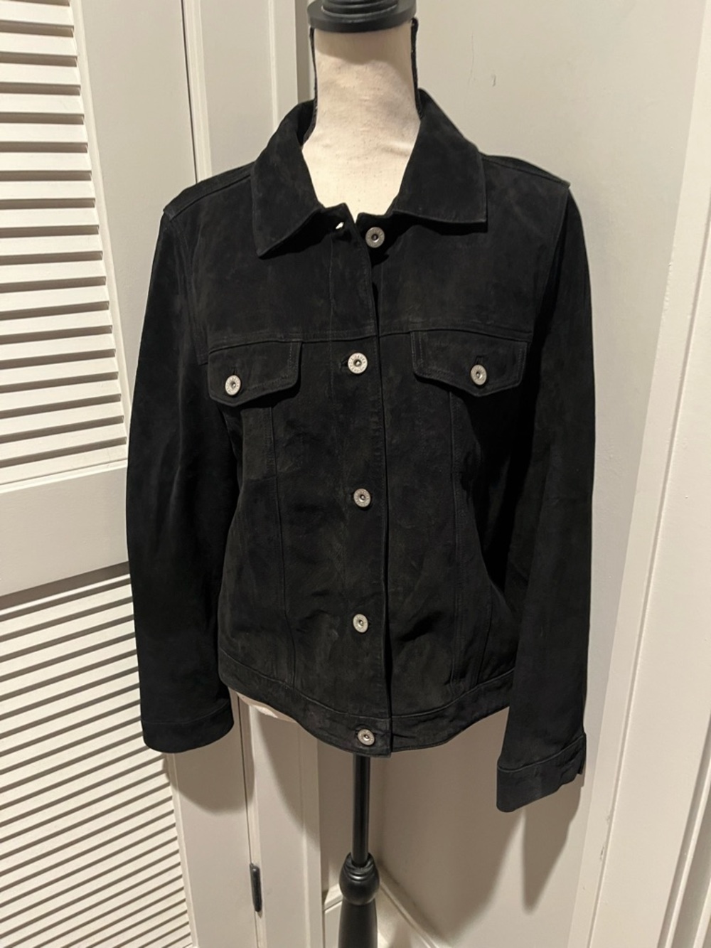 Eddie Bauer Black Suede Jean Jacket